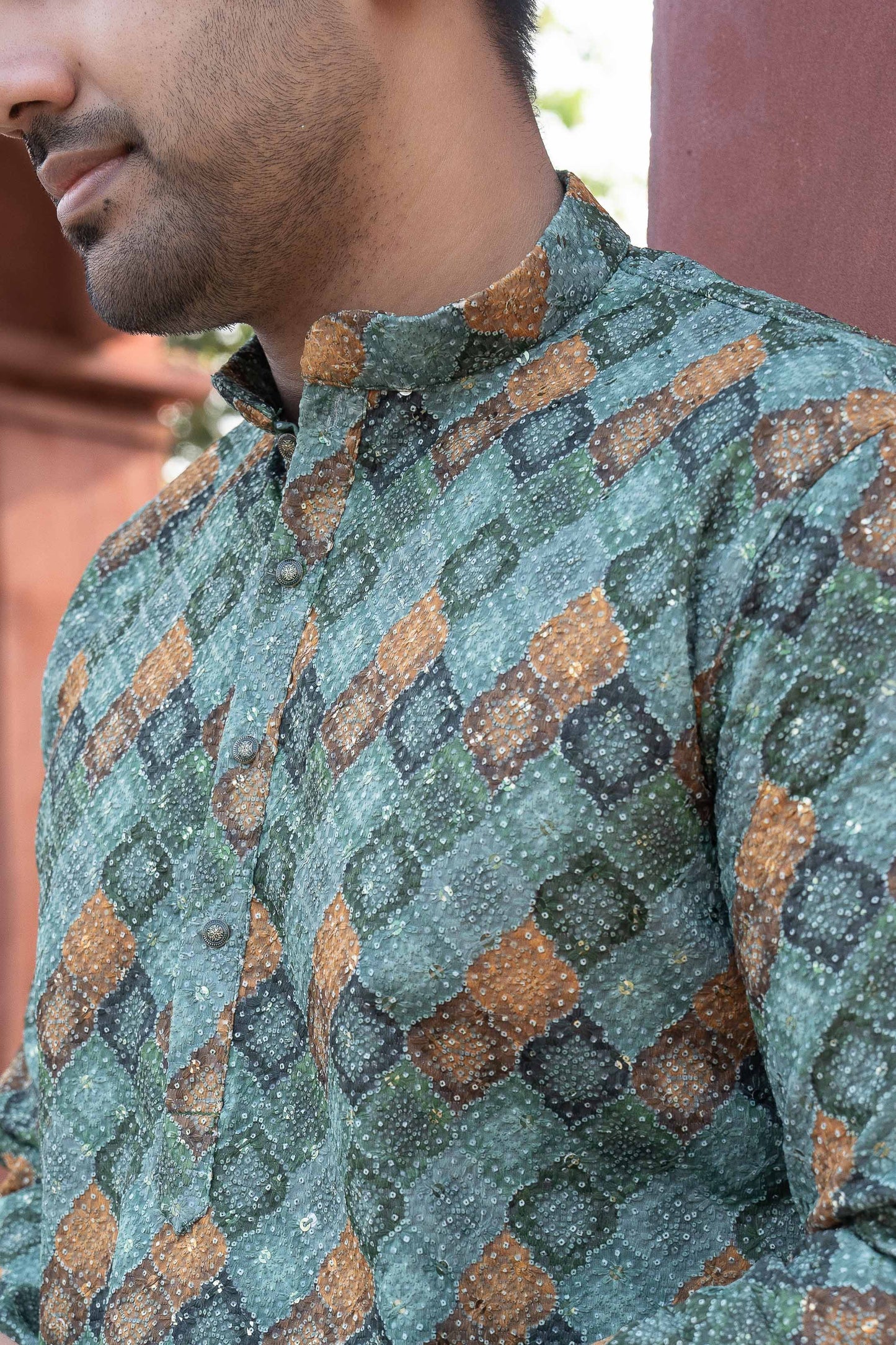 Printed Cotton Kurta - Green
