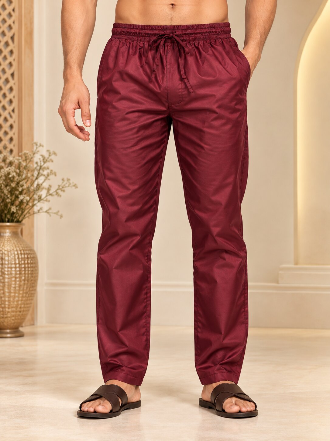 Men's Premium Maroon Straight Fit Pyjama