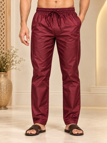 Men's Premium Maroon Straight Fit Pyjama