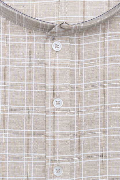Patterned Cotton Kurta - Light Brown