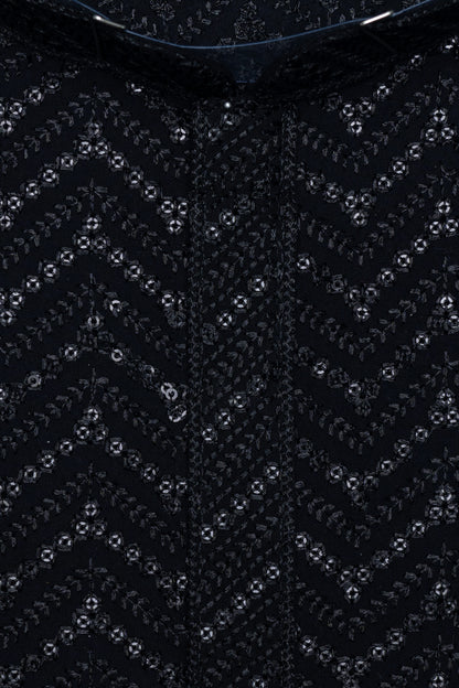 Chikan Kari Kurta - Black