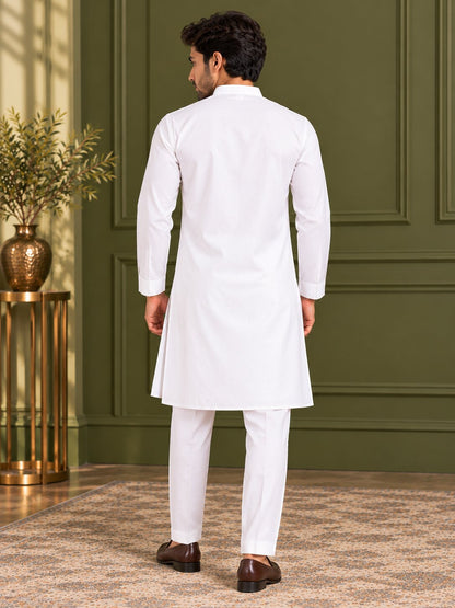 Men Classic White Solid Kurta