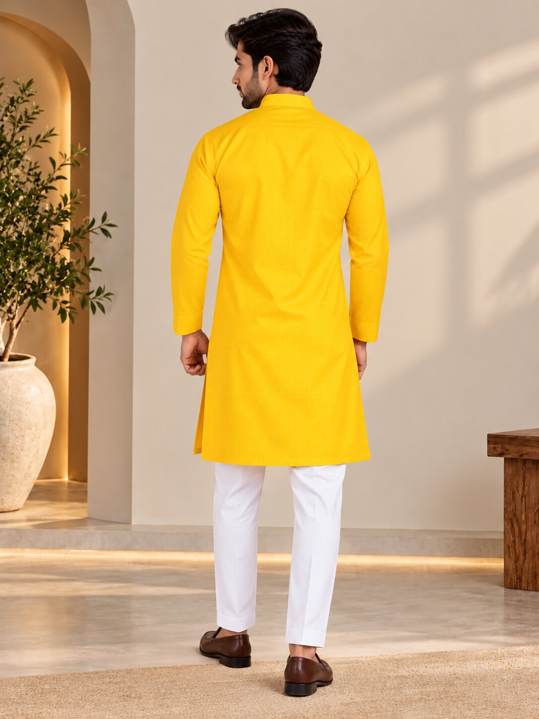 Men Premium Bright Yellow Kurta Pyjama Set