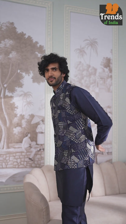 Bundi Kurta Set - Blue